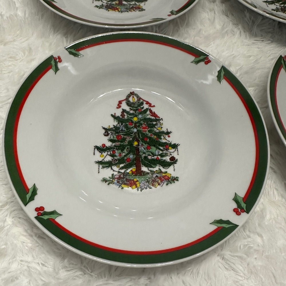Set of 4 Pacific Rim Christmas Tree Dessert Salad Bowls Porcelain - Picture 3 of 5